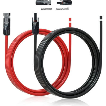 10FT 10AWG Solar Extension Cable 30A/1000V DC, IP67 Waterproof with Compatible Quick Connectors (Red+Black) for Solar Panels, Controllers, Off-Grid Systems