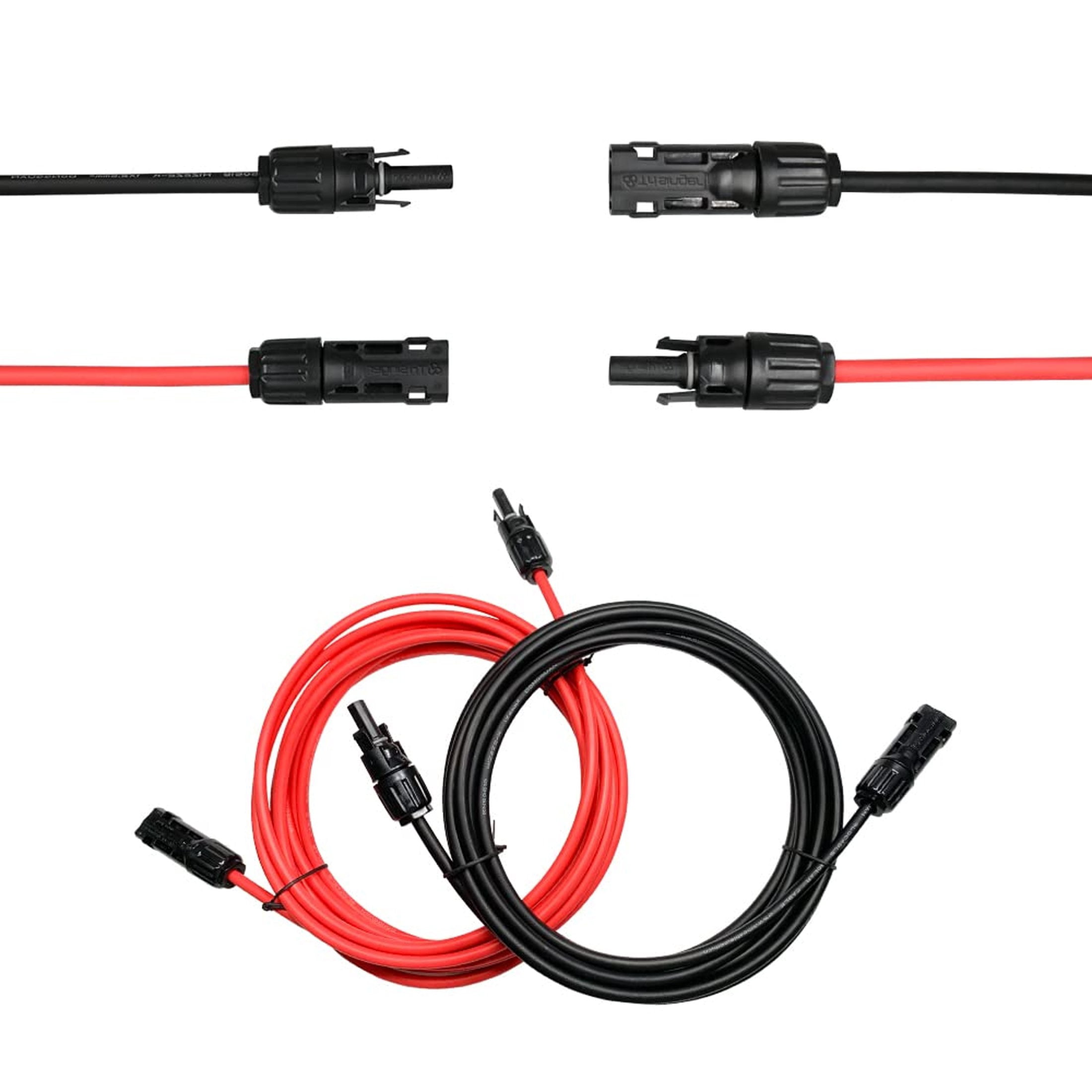 10FT 10AWG Solar Panel Extension Cable with IP68 Connectors for 1500V Systems