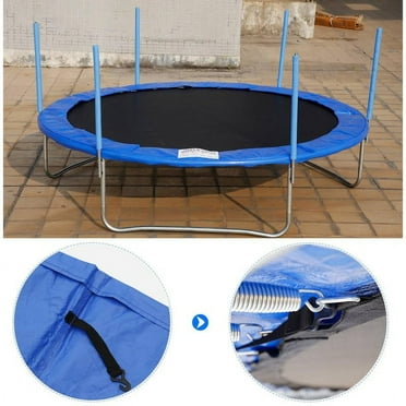 10FT 14FT 16FT Trampoline Pad, Trampoline Safety Pad Replacement, Easy Install Round Trampoline Spring Cover, Waterproof Universal Spring Pad, No Holes for Pole, Blue