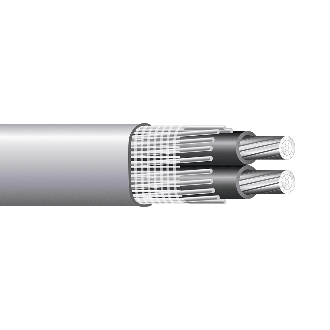1/0-1/0-1/0-2 Aluminum SER Cable - 135 Amp 600V Gray PVC Jacket (3 Conductor + Ground)