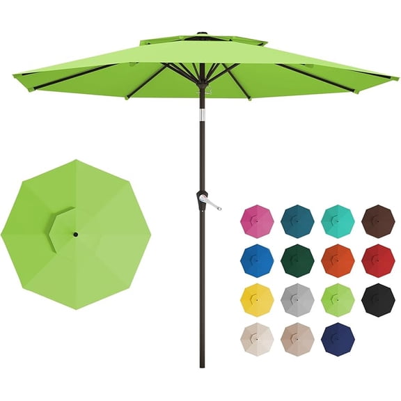 10FT 2-Tiers Outdoor Patio Umbrella, Outdoor Table Umbrella with Push Button Tilt and Crank, Vented Large Market Umbrella 8 Sturdy Ribs UV Protection for Pool, Deck, Backyard, Garden (Navy)