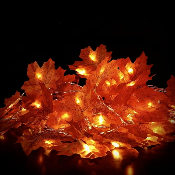 10FT 20 LED Fall Leaf Garland String Lights Thanksgivings Indoor Outdoor Maple Leaves Light Battery Operate Fairy for Home Fireplace Autumn Thanksgiving Decor