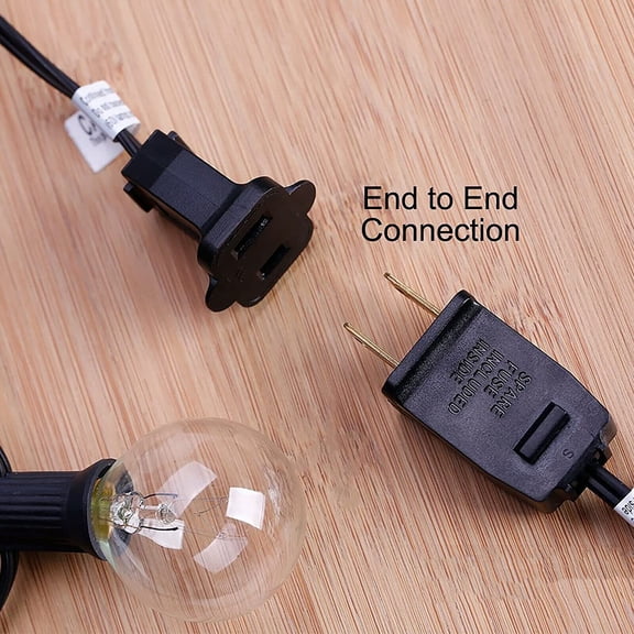 10FT/3M Curtain Fairy String Light Male to Female Extension Cord US AC Power 2-Prong Power Extender Cable for Christmas Decoration Home Indoor String Lights (Max 432 watts)
