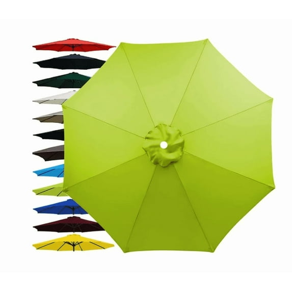 10FT 8 Ribs Patio Umbrella Replacement Canopy (Canopy only), Canopy Replacement UV Protection Waterproof Outdoor Table Market Yard Umbrella Top Outdoor Umbrella Canopy - Light Green
