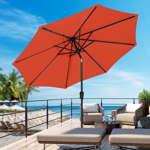 10FT/9FT/7.5FT Durable UV Protection Large Outdoor Patio Umbrella - Waterproof, Windproof with Easy Push Button Tilt And Crank System, Perfect for Backyard, Beach, And Poolside Shade