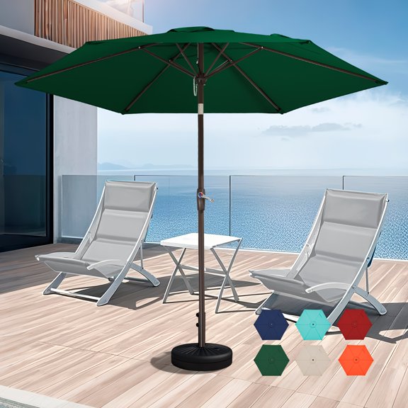 10FT/9FT/7.5FT Durable UV Protection Large Outdoor Patio Umbrella - Waterproof, Windproof with Easy Push Button Tilt And Crank System, Perfect for Backyard, Beach, And Poolside Shade