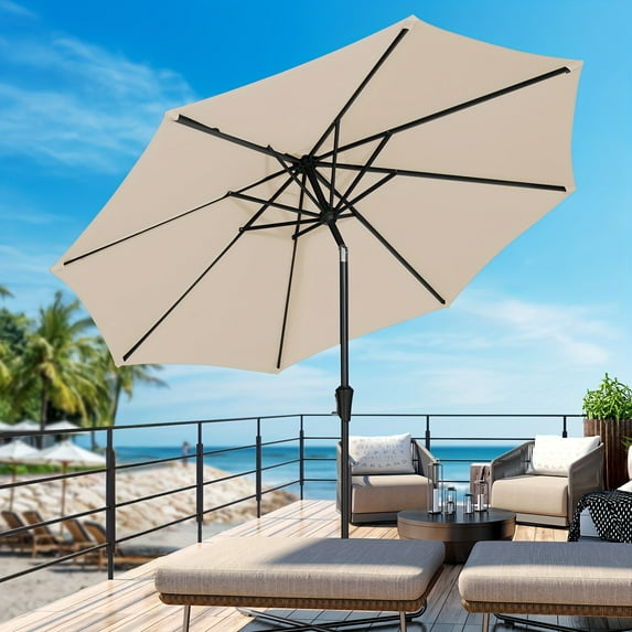 10FT/9FT/7.5FT Durable UV Protection Large Outdoor Patio Umbrella - Waterproof, Windproof with Easy Push Button Tilt And Crank System, Perfect for Backyard, Beach, And Poolside Shade