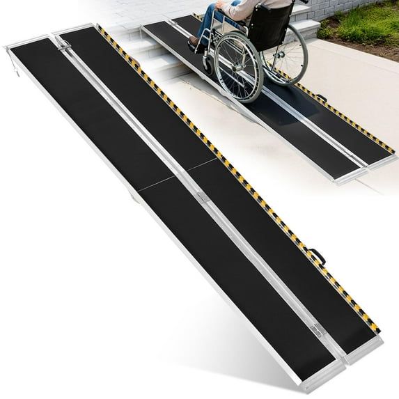 10FT Aluminum Folding Wheelchair Ramp, 800 lb Capacity with Non-Slip Surface