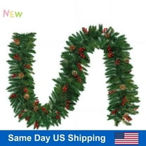 10FT Artificial Christmas Garland with Lifelike Red Berries - Premium Faux Pine Greenery for Indoor Outdoor Holiday Decorations