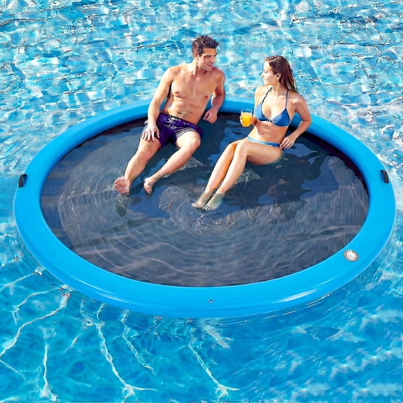 10FT Blue Round Inflatable Floating Dock Water Hammock Pool Float