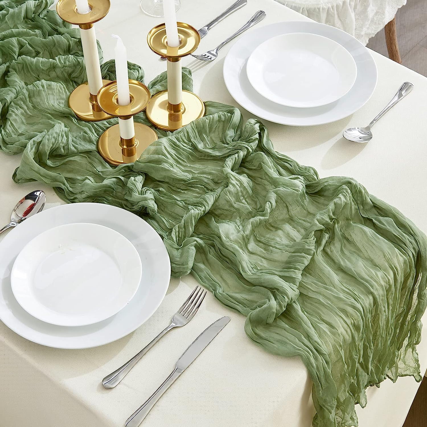 10FT Cheesecloth Table Runner, Gauze Fabric Boho Table Runners for