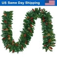 thumbnail image 1 of Gamexcel 10FT Christmas Garland with Red Berries Snow Pine Cones for Indoor Outdoor Holiday Xmas Mantle Decoration, 1 of 7