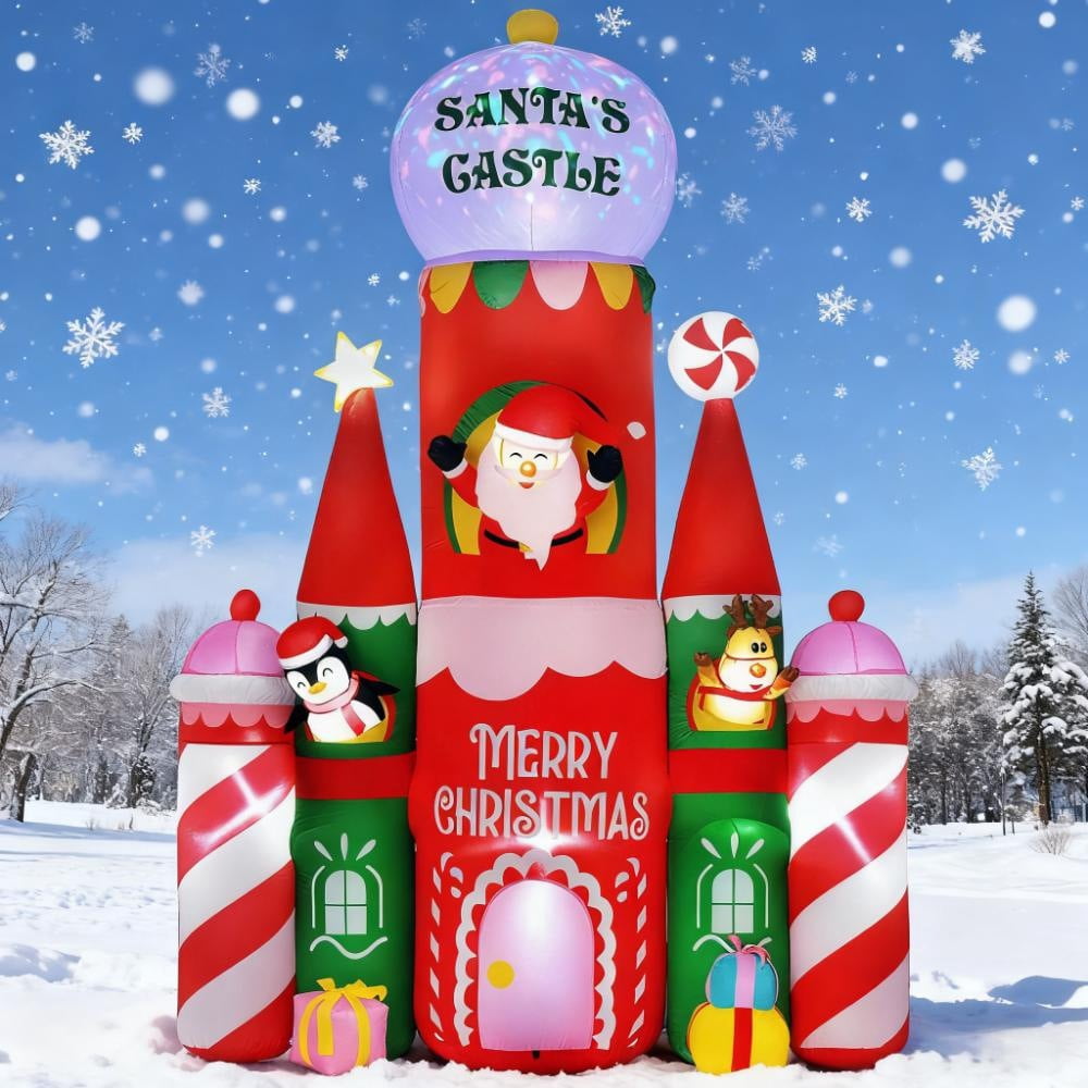 10FT Christmas Inflatable Candy Castle, Inflatable Outdoor Holiday Yard ...
