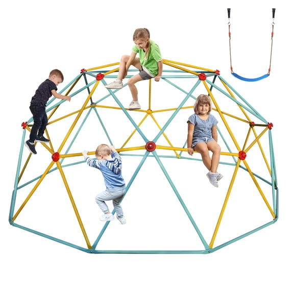 10FT Climbing Dome for Kids Jungle Gym Apply To Park Dome Climber With Swing Playground Equipment,Blue