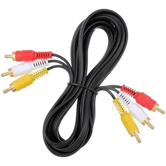 10FT -Connector Audio Video Composite , AV Red/White/Yellow 3 Male to 3 Male for TV, DVD, VCR, Projector, Amplifier, Speaker, , Theater Receivers
