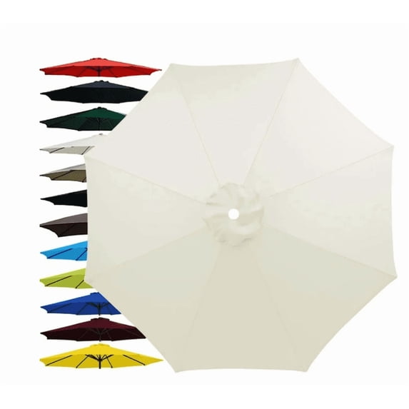 10FT Covers - Market Patio Umbrella Replacement Canopy - 6 Ribs Top Canvas - UV Protective and Water Resistant Umbrella Fabric - Premium Quality Replacement Canopy Cover Only - White