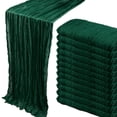 thumbnail image 1 of 10FT Dark Green Gauze Table Runner, Sheer Cotton Linen Blend Rustic Wedding Decor, Romantic Halloween Party Banquet Tablecloth for Autumn Harvest Thanksgiving, 1 of 6