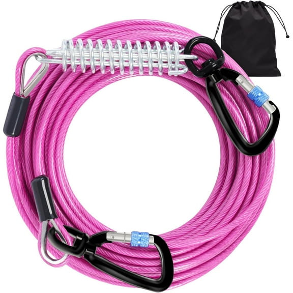 10FT Dog Tie Out Cable - 1000LBS Strength, Heavy Duty Yard Leads with Spring & Swivel Hook, Dog Line Tether for Small/Large Dogs
