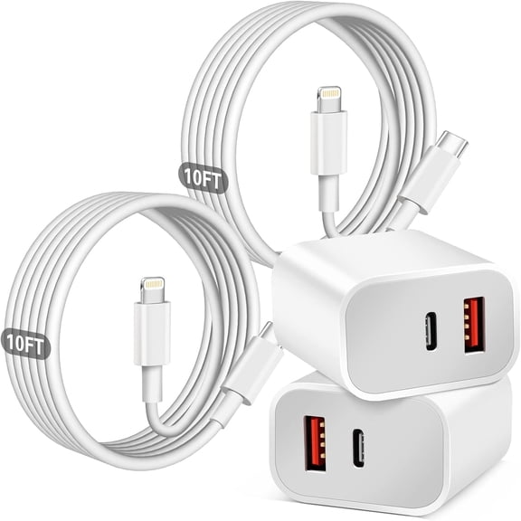 JOZASHON IPhone 14 11 12 13 fast Charger, PD+QC3.0 USB C wall charger with 10FT Cable Compatible for iPhone 14/13/12/11/Pro/Pro Max/Mini/Xs Max/XR/X