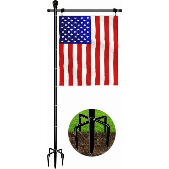 10FT Garden Flag Pole Stand with 5 Prong Base for 3x5 American Flags, Adjustable Heavy Duty Outdoor Flagpole Holder Kit for Yard Decoration, 1 Pack