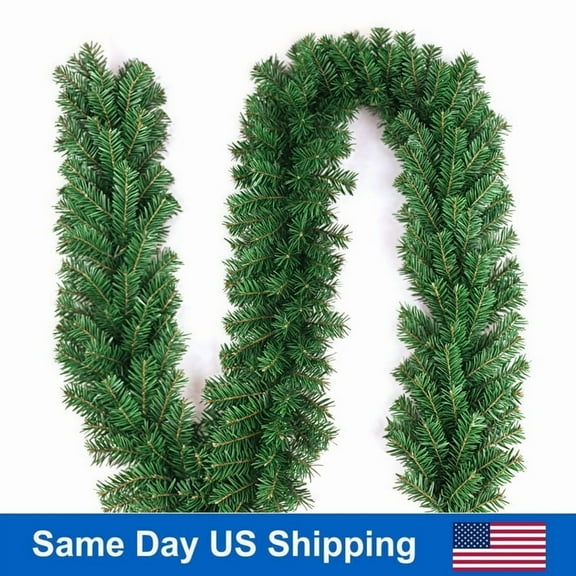 10FT Green Artificial Christmas Garland, Non-lit Faux Pine Holiday Swag for Home Decor