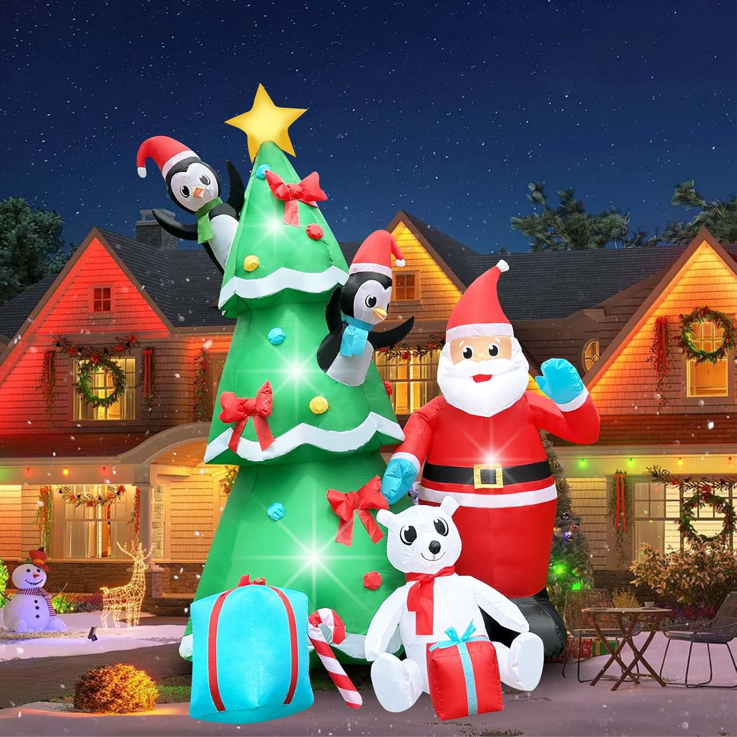 10FT Inflatable Christmas Tree Santa Claus Outdoor Decoration Blow Up ...