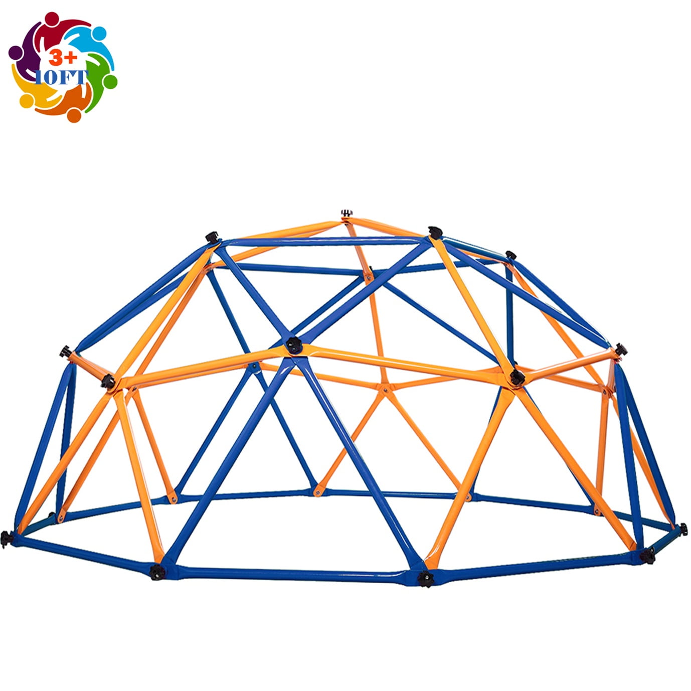 10FT Black Steel Geometric Dome Climber with Colorful Grips