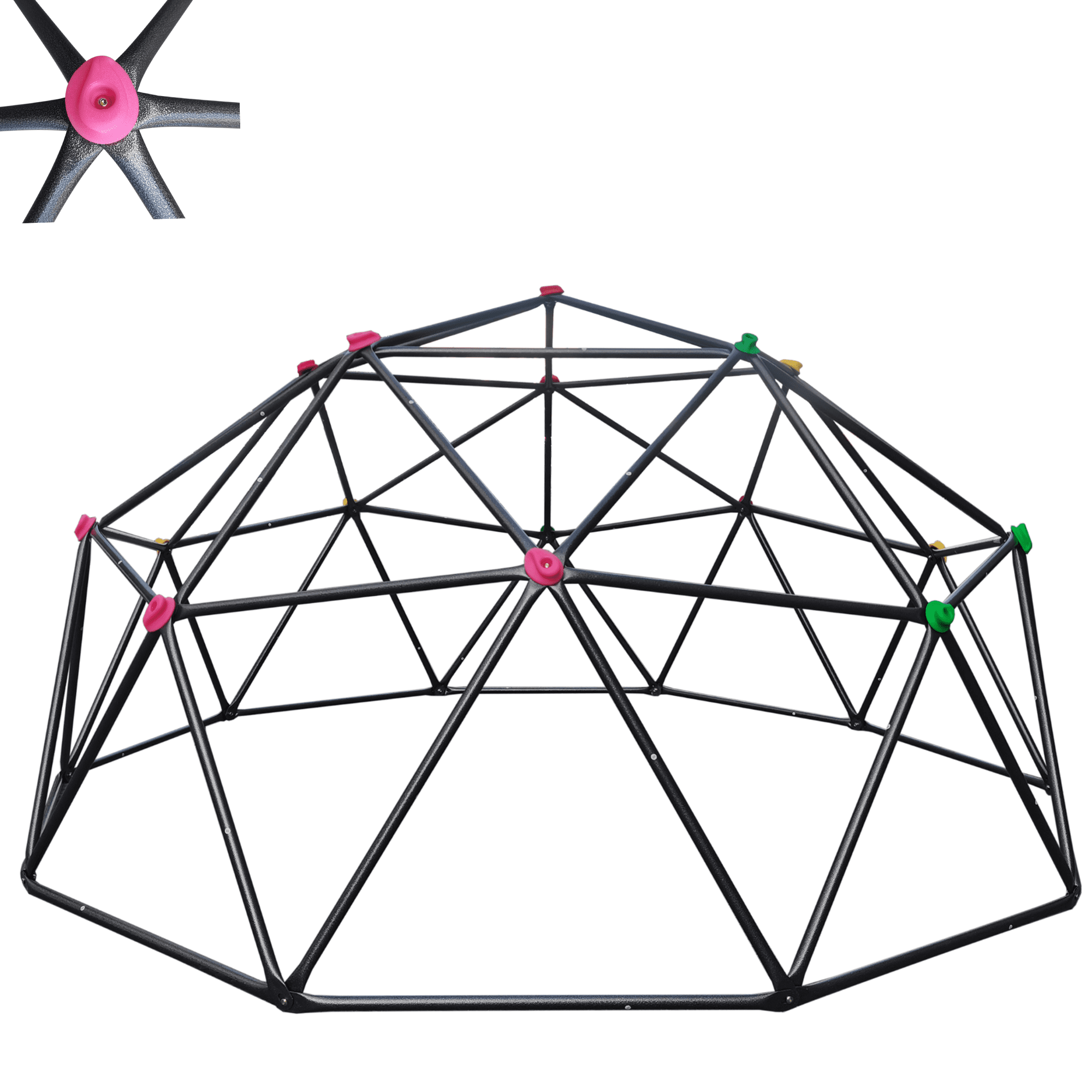 10FT Black Steel Geometric Dome Climber with Colorful Grips