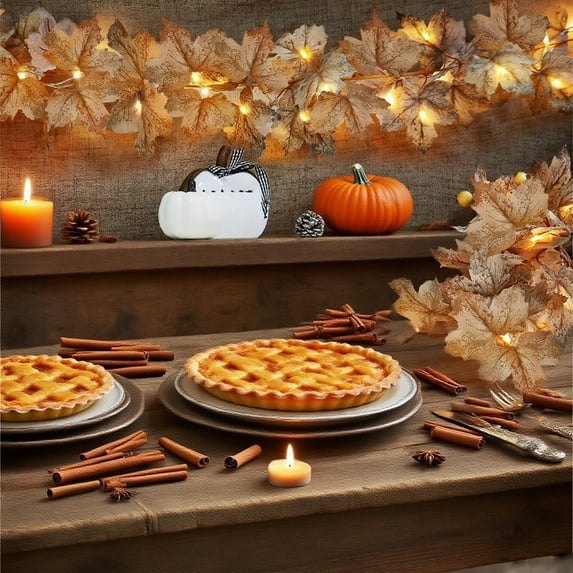 10FT LED Light String Artificial Maple Leaf Rattan String Lights for Fall Thanksgiving Day Halloween Decorations (No Battery)