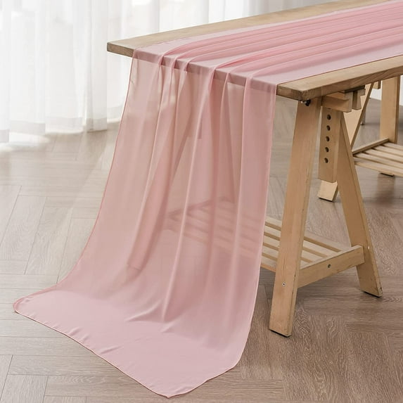 10FT Light Pink Chiffon Table Runner 12x118 Inches for Wedding Reception Rustic Birthday Party Decorations