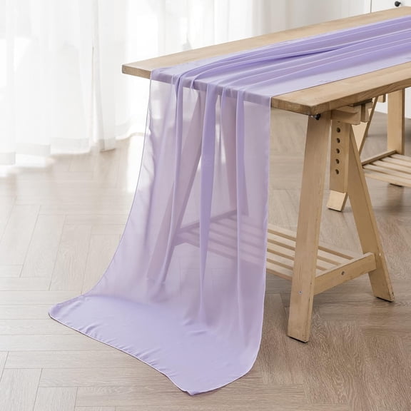 10FT Light Purple Chiffon Table Runner 28x118 Inches for Wedding Bridal Baby Shower Birthday Table Decorations
