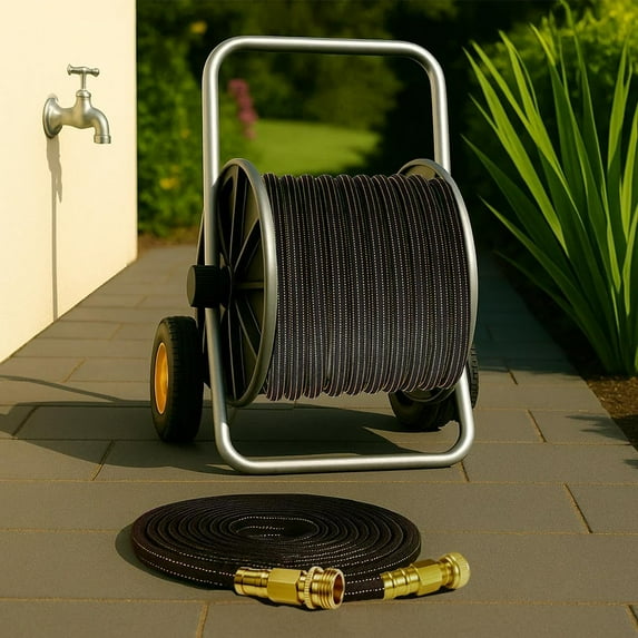 10FT Lightweight Flexible Garden Hose, Non-Slip Handles, Non-Kink TPE Hose with Brass Fitting for RV, Marine, Lawn & Garden