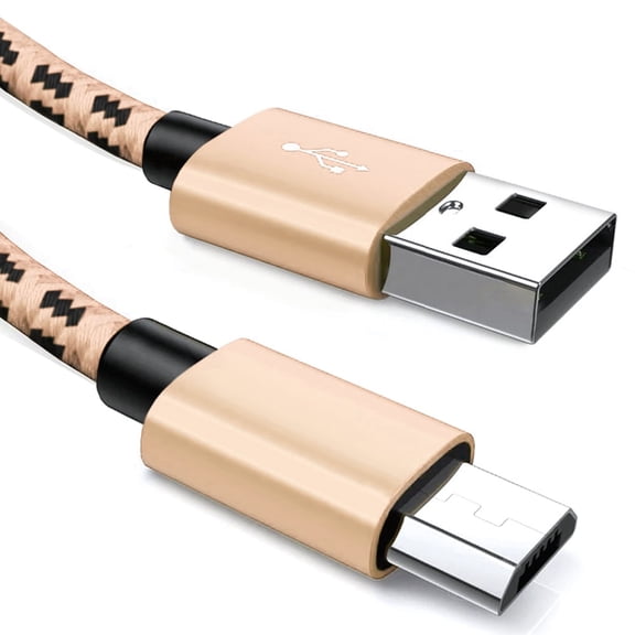 10FT Micro USB Cable, Long Braided Fast Charging Cord for Samsung Galaxy and Android Devices, Gold