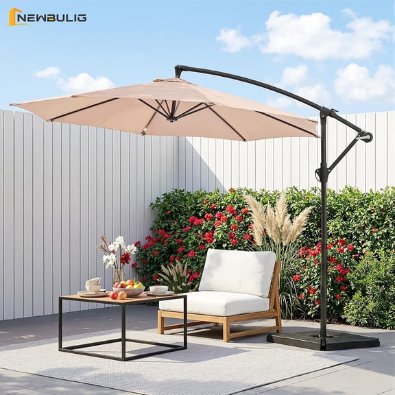10FT Offset Cantilever Umbrella with Protection and Waterproof Fabric for Pool Deck Garden