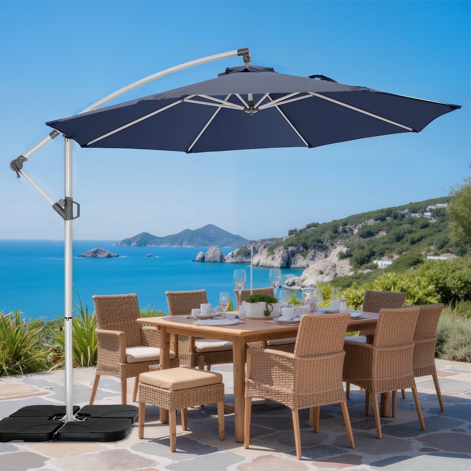 10FT Offset Patio Umbrella, Hanging Cantilever Outdoor Sun Shade with ...