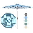 thumbnail image 1 of 10FT Outdoor Patio Umbrella with 8 Sturdy Ribs, Crank Lift and Push Button Tilt, UV Protection Waterproof Market Table Umbrella for Pool Deck Yard, Blue & White Stripes (Base NOT Included), 1 of 6