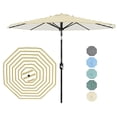 thumbnail image 1 of 10FT Outdoor Patio Umbrella with 8 Sturdy Ribs, Crank Lift and Push Button Tilt, UV Protection Waterproof Market Table Umbrella for Pool Deck Yard, Tan & White Stripes(Base NOT Included), 1 of 6