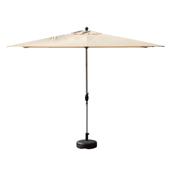 10FT Outdoor Patio Umbrella, Rectangle Market Umbrella with Push Button Tilt and Crank, Table Umbrella 8 Sturdy Ribs UV Protection for Deck, Backyard, Pool, Beige