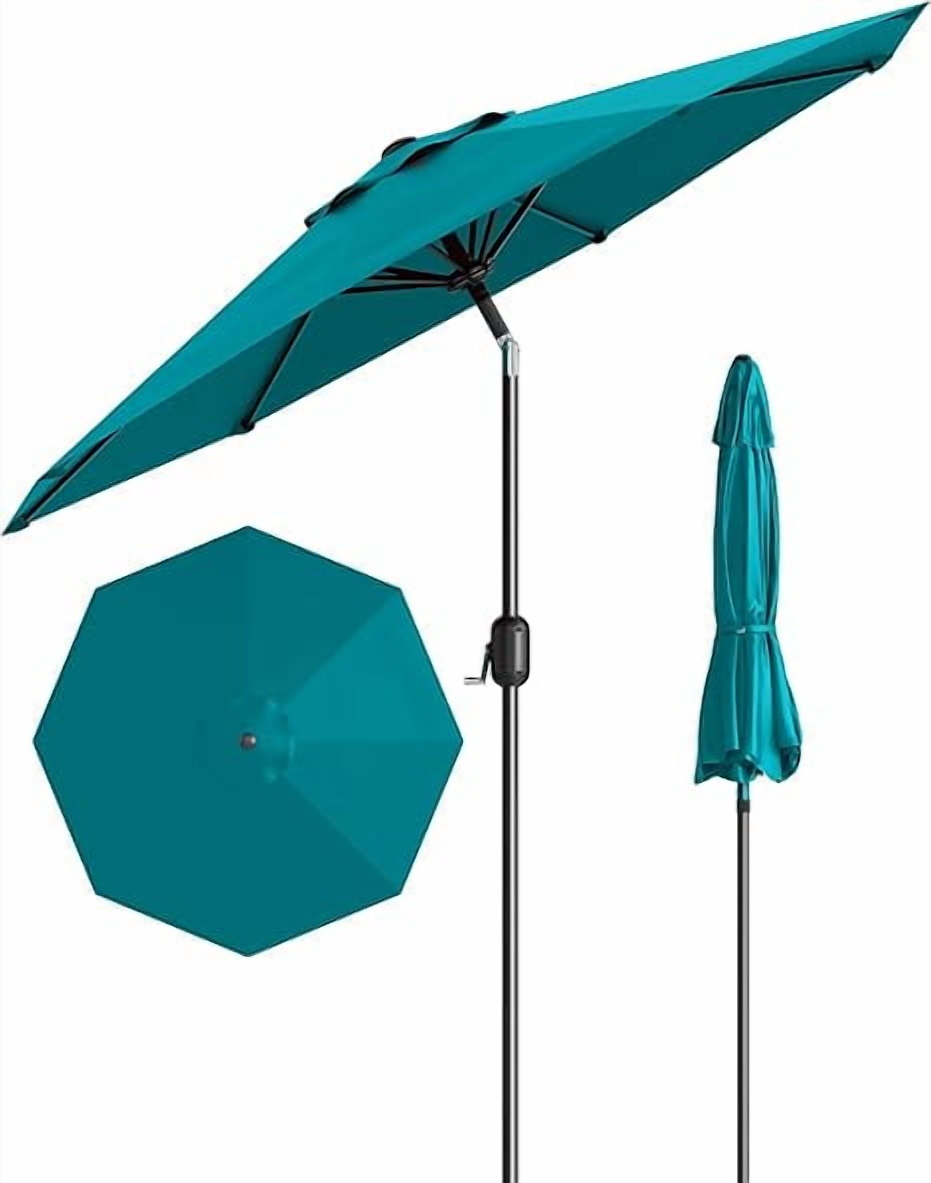 10FT Outdoor Patio Umbrella, Outdoor Table Umbrella, Market Umbrella With Push Button Tilt and Crank, 6 Sturdy Ribs UV Protection Waterproof for Garden, Deck, Backyard, Pool,Turquoise Blue