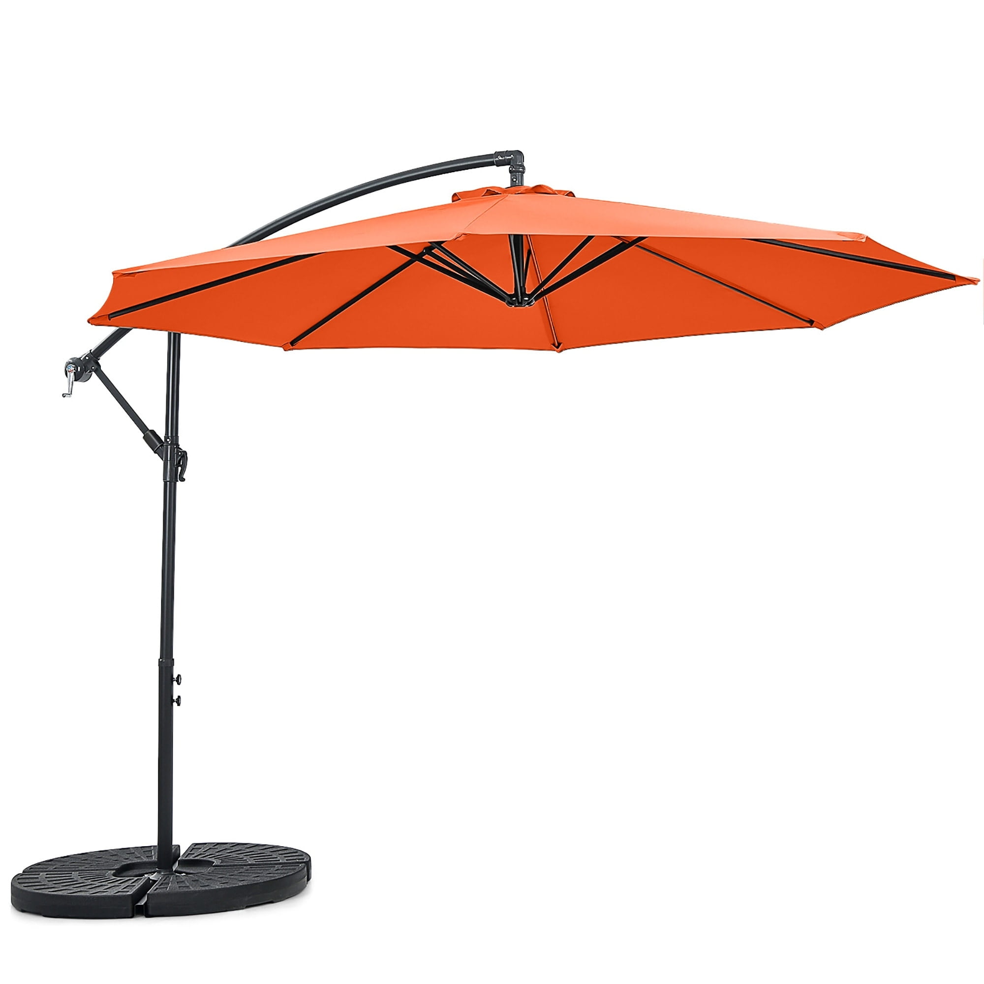 10' Orange Polyester Patio Offset Umbrella with Iron Frame