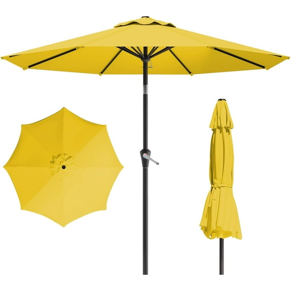10FT Patio Umbrella, Outdoor Umbrella with Push Button Tilt and Crank, 8 Sturdy Ribs, UV Protection & Waterproof Market Umbrella for Pool, Backyard, Beach,Deck