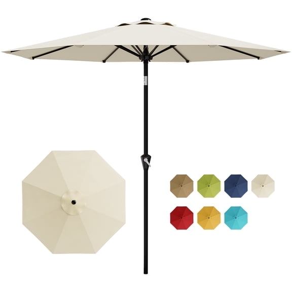 10FT Patio Umbrella – Outdoor Market Table Umbrella with 8 Sturdy Ribs, Smooth Crank Lift, Push Button Tilt, Waterproof, UV Protection – Perfect for Garden, Deck, Pool, Yard – Color: EU4 Beige