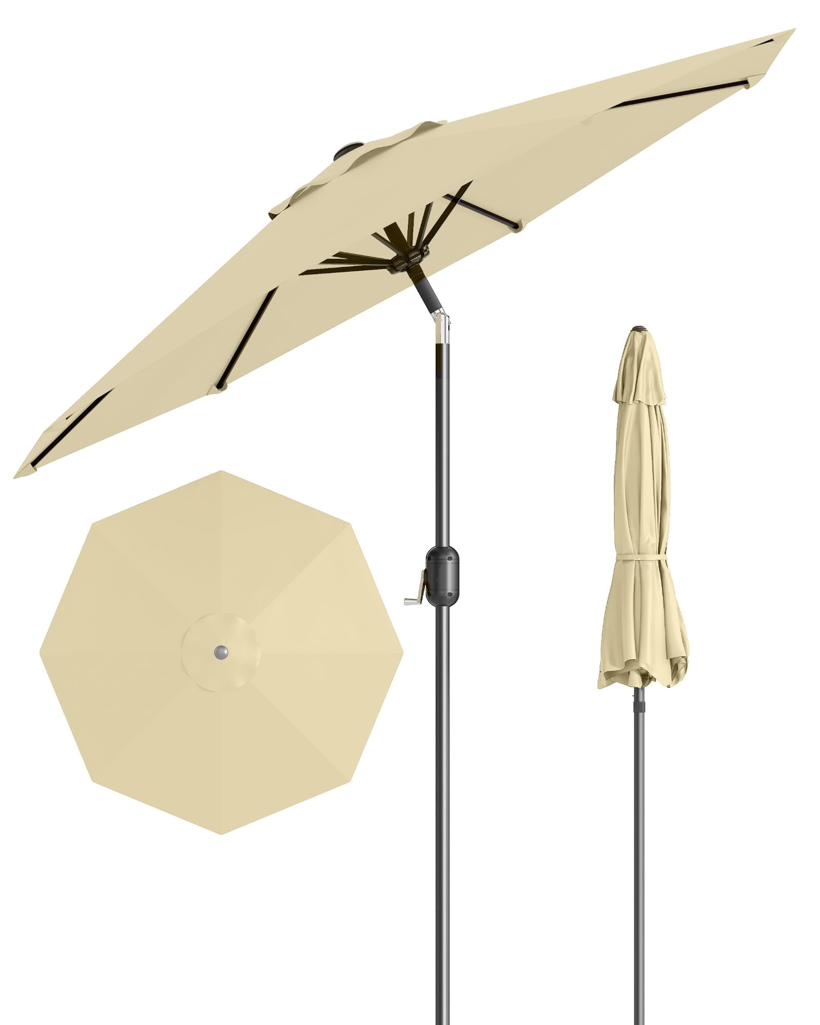 GOGRANT 98.4 in Beige Rectangle Market Patio Umbrella with Crank and Tilt
