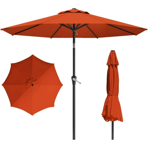10FT Patio Umbrella, Outdoor Umbrella with Push Button Tilt and Crank, 8 Sturdy Ribs, UV Protection & Waterproof Market Umbrella for Pool, Backyard, Beach,Deck