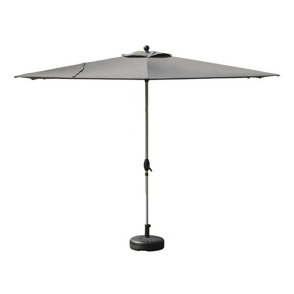 10FT Patio Umbrella with Push Button Tilt & Crank Lift, Durable Aluminum Frame & 8 Reinforced Ribs, UV-Resistant Canopy for Outdoor Shade in Backyard, Deck or Pool Area - Grey