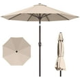 thumbnail image 1 of 10FT Patio Umbrella with Push Button Tilt and Crank, Outdoor Market Umbrella with 8 Fiberglass Ribs, UV Protection Table Umbrella for Pool,Backyard,Garden,Deck,Beige, 1 of 16