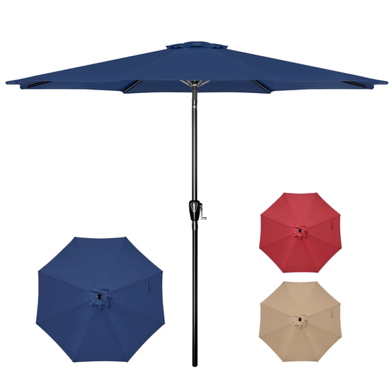 10FT Patio Umbrella, Push Button Tilt and Crank Handle, Aluminum Pole and Polyester Shade Canopy