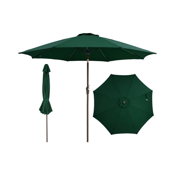 10FT Patio Umbrella with Push Button Tilt, Crank Lift, 8 Sturdy Ribs, Foldable Outdoor Market Table Umbrella for Garden.