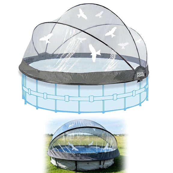 10FT Pool Dome Cover for Above Ground Pools, Round Solar Pool Enclosure, Hinge switch, Transparent PVC, Keeps Water Clean & Warm, with Circular Top Rails & Legs