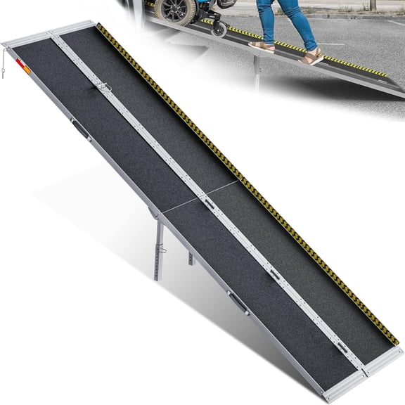 10ft Portable Wheelchair Ramp Non-Slip Aluminum Folding Handicap Ramp Threshold